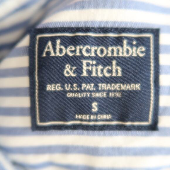 Abercrombie & Fitch blue and white stripe button-down shirt Mens S - Picture 5 of 7